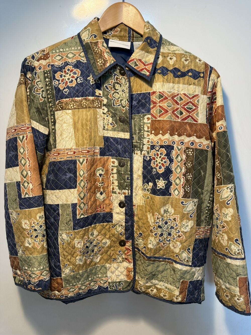 Alfred Dunner Size 8 Quilted Jacket Multicolor Floral Button Up 100% Silk quilt